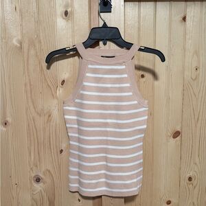 Striped Tan and White Women's Top